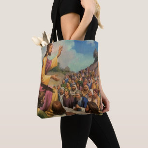 Bolsa Tote Sermão da Montanha de Jesus Cristo, Religião Vinta