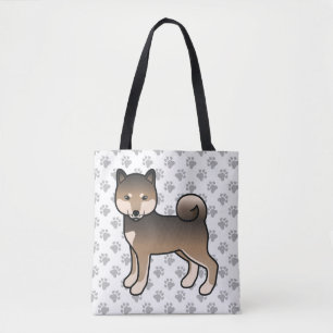 Bolsa Tote Sesame Shiba Inu - Cão e patas de cartoon