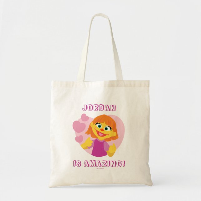 Bolsa Tote Sesame Street | Julia Coração Rosa (Frente)