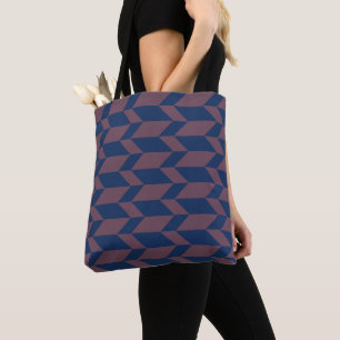 Bolsa Tote Seta Cor-de-Corda-Dois-Tom Negrito Grelha Azul-Ros