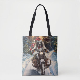 Bolsa Tote Setter Inglês Cachorro Pilotando Moto Natal