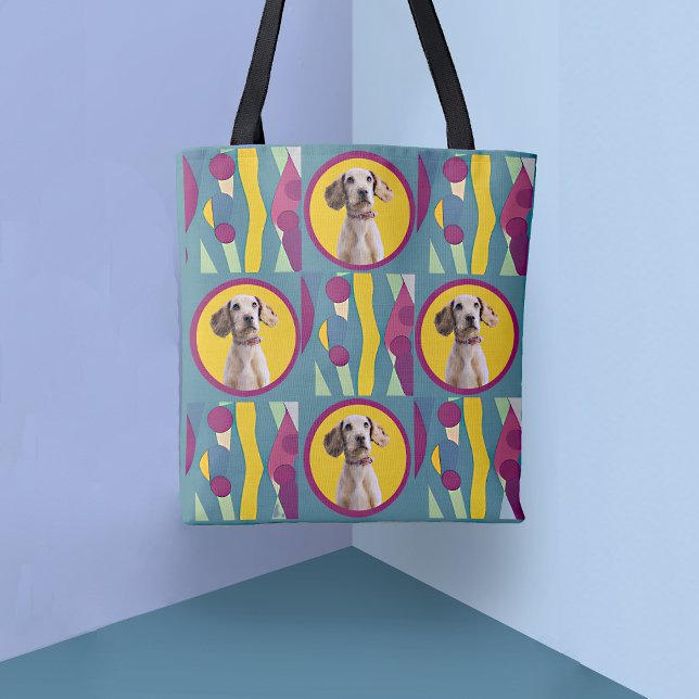 Bolsa Tote Seu Cão no Padrão Moderno de Abstrato (Criador carregado)