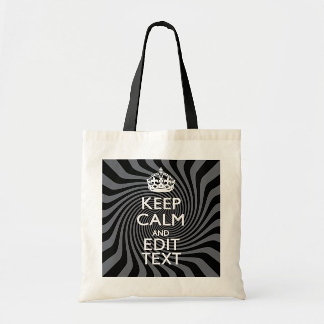 Bolsa Tote Seu costume fica calmo dizendo em espiral preto (Frente)