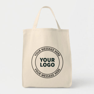 Bolsa Tote Seu logotipo carregado + texto circular editável