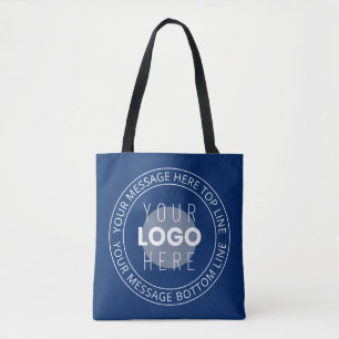 Bolsa Tote Seu logotipo e texto circular personalizável   Azu