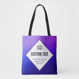 Bolsa Tote Seu Logotipo e Texto Personalizável | Roxo Ombre