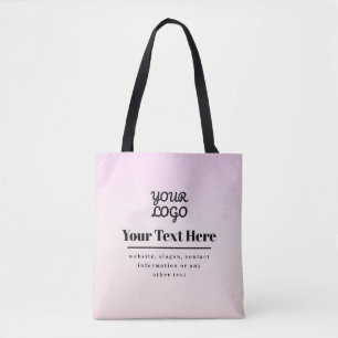 Bolsa Tote Seu logotipo e texto Pink & Peach Ombre
