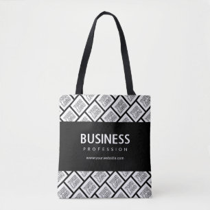 Bolsa Tote Seu logotipo em padrão quadriculado e nome comerci