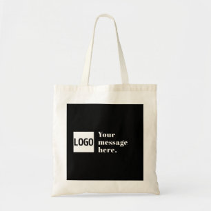 Bolsa Tote Seu logotipo ou imagem carregada e texto retrô edi