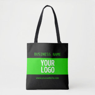 Bolsa Tote Seu logotipo ou imagem Preto e verde brilhante
