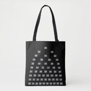 Bolsa Tote Seu logotipo padrão de arco único Preto (editáve
