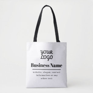 Bolsa Tote Seu Logotipo Retro-Moderno Branco & Preto