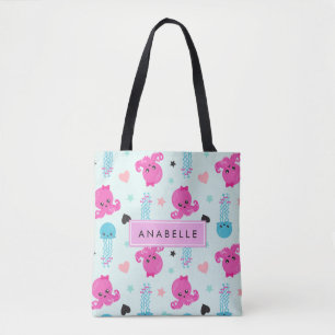 Bolsa Tote Seu Nome - Animais Do Mar, Polvos, Peixes-Jellyfis