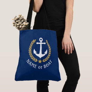 Bolsa Tote Seu nome de boi Anchor Dourado Laurel Large Marinh
