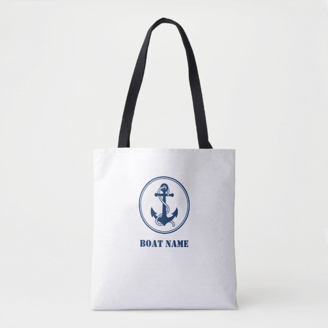 Bolsa Tote Seu nome de boi, Bolsa, corda e âncora (Frente)