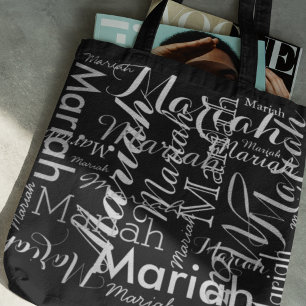 Bolsa Tote Seu nome é Padrão na moda preto