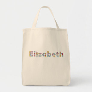 Bolsa Tote Seu nome em letras florais artísticas / Elizabeth