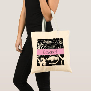 Bolsa Tote Seu nome - teste padrão rodado, estilo de Swirly