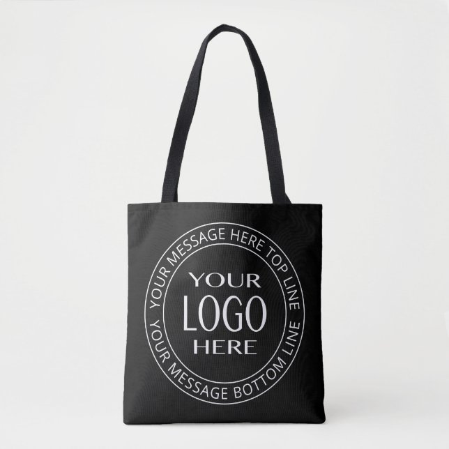 Bolsa Tote Seu próprio logotipo e texto circular personalizáv (Frente)
