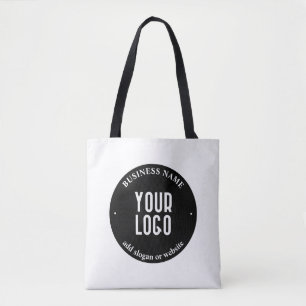Bolsa Tote Seu Texto & Logotipo Carregado Preto e Branco Ed
