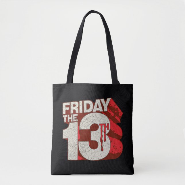 Bolsa Tote Sexta-feira, 13 | Logotipo 3D empilhado com sangra (Frente)