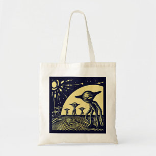 Bolsa Tote SF - Aliens Em Um Corte De Madeira De Planeta Estr
