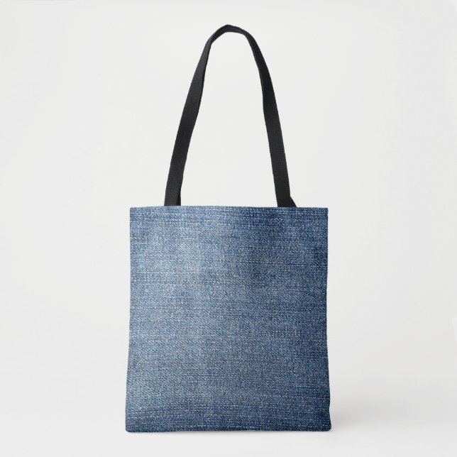 Bolsa Tote Shabby denim textura para fundo. Jeans azuis (Frente)