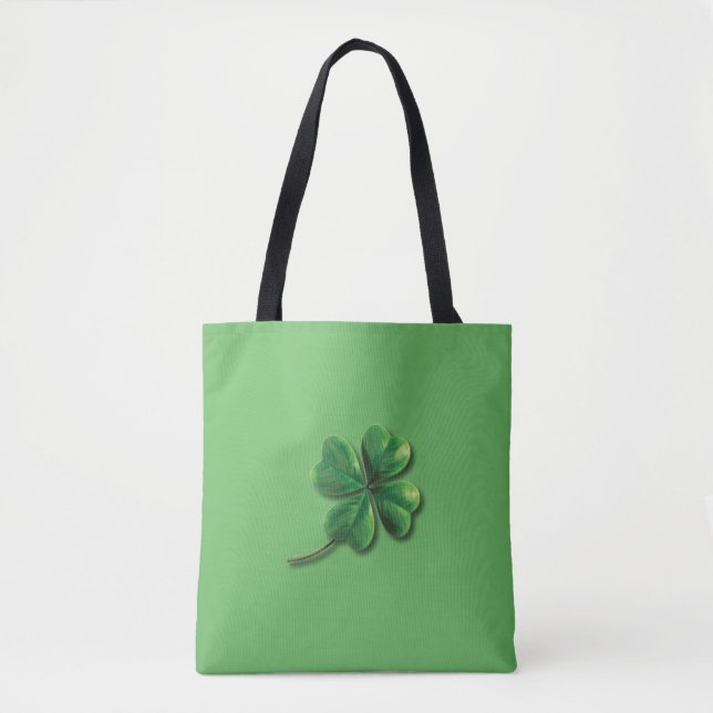 Bolsa Tote Shamrock Irlandês Verde Moderno (Frente)