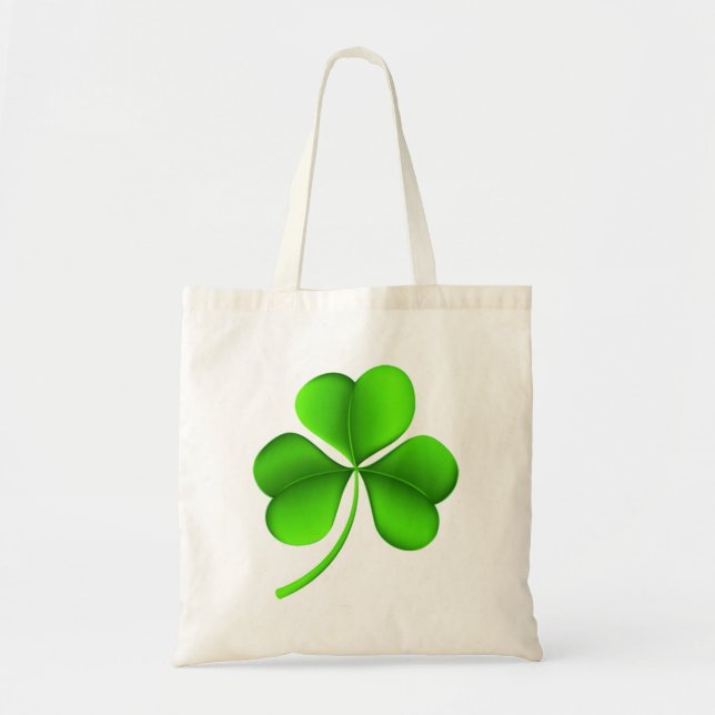 Bolsa Tote Shamrock Verde em Btcnt Branco (Frente)