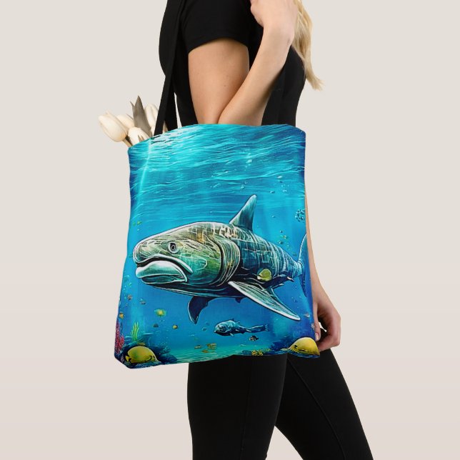 Bolsa Tote Shark Ocean Predator Art (Close Up)
