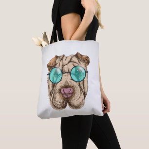 Bolsa Tote Sharpei nos óculos de sol