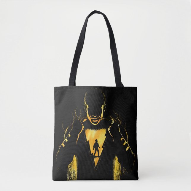 Bolsa Tote SHAZAM! | Silhueta de Shazam e Billy Lightning (Frente)