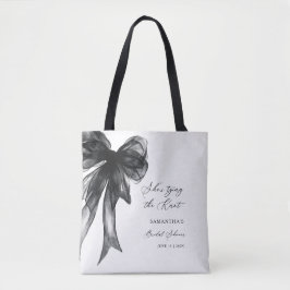 Bolsa Tote She’s Tying The Knot Black Bow Bridal Shower