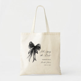 Bolsa Tote She’s Tying The Knot Black Bow Bridal Shower