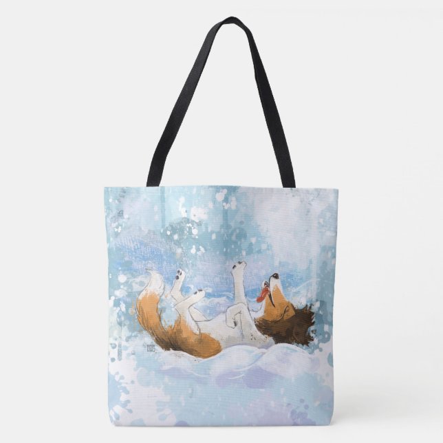 Bolsa Tote Sheldon o Sheltie Brinca na Neve (Frente)