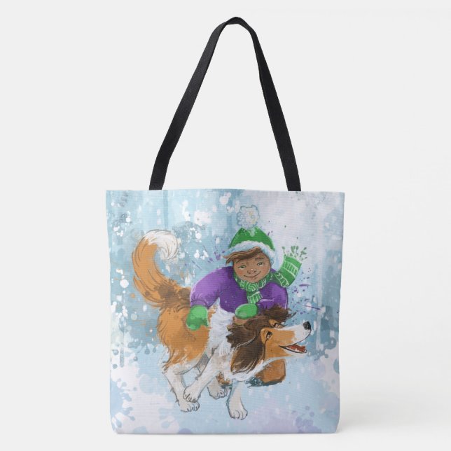Bolsa Tote Sheldon o Sheltie e Seu Menino (Frente)