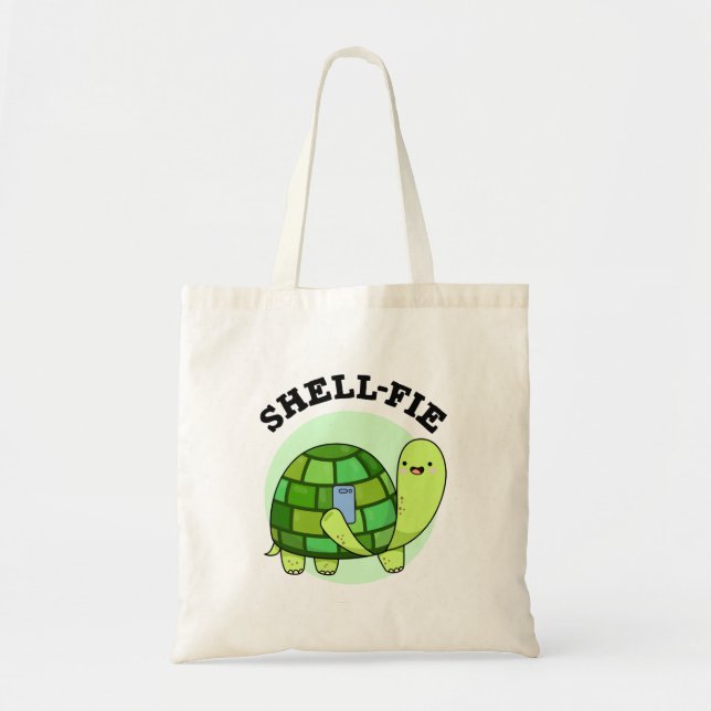 Bolsa Tote Shell-fie Funny Tortoise Selfie Pun (Frente)