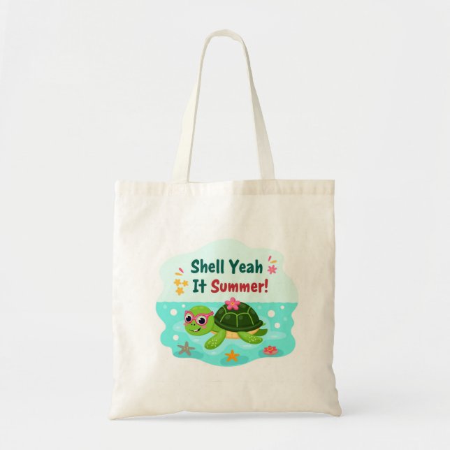 Bolsa Tote Shell Yeah It’s Summer Turtle Tote Bag (Frente)