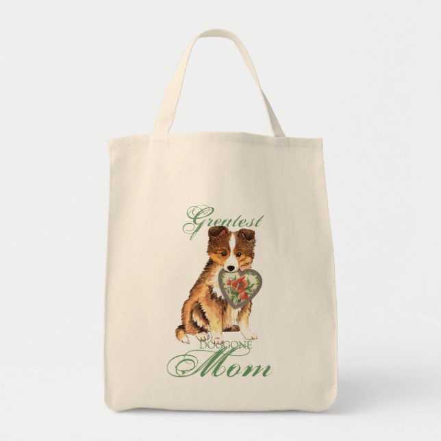 Bolsa Tote Sheltie Heart Mãe (Frente)