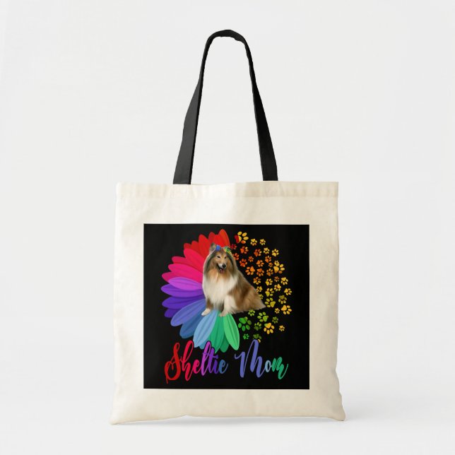 Bolsa Tote Sheltie Mãe A Half Sunflower Shelflower Dog Lover (Frente)