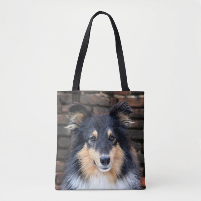 Bolsa Tote Sheltie Tricolor enfrenta (Frente)