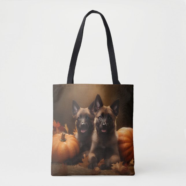 Bolsa Tote Shepherd Belga Puppy Autumn Delight Pumpkin (Frente)