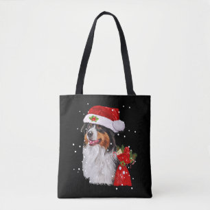 Bolsa Tote Shepherd Dog Santa Hat, Natal