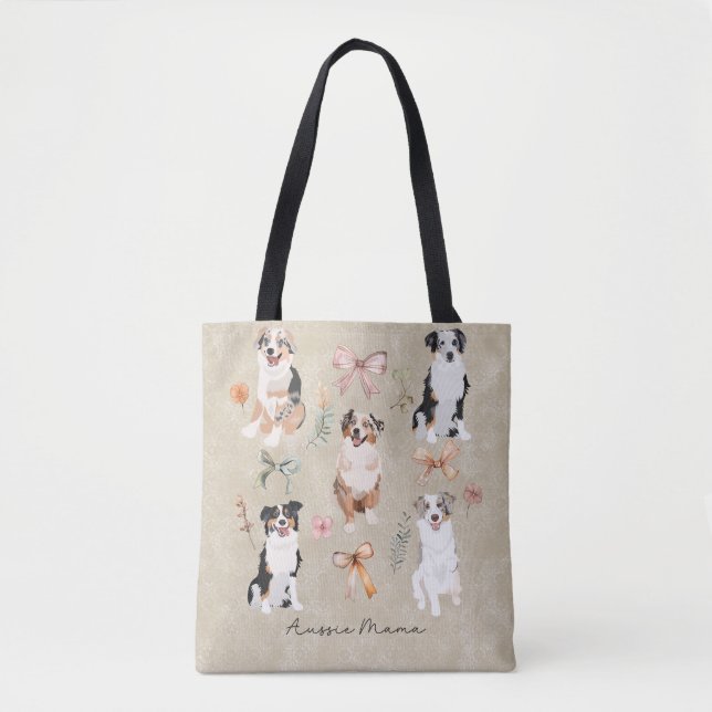 Bolsa Tote Shepherd Mãe e Aussie Mama Coquette Arco (Frente)