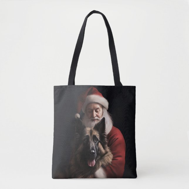 Bolsa Tote Shepherd Santa Claus Festivo Natal (Frente)