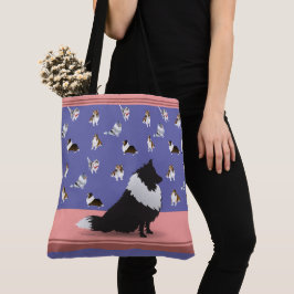 Bolsa Tote Shetland Sheepdog: Black Sheltie on Purple