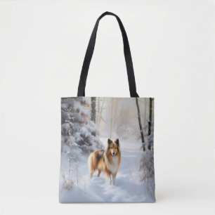 Bolsa Tote Shetland Sheepdog Deixe-o nevar no Natal