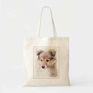Bolsa Tote Shetland Sheepdog Puppy Pintura Original