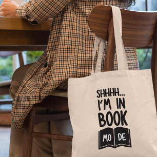 Bolsa Tote Shhhh, estou no modo de livro, me divertindo, Dom