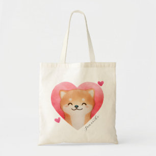 Bolsa Tote Shiba Inu Bonita em Coração